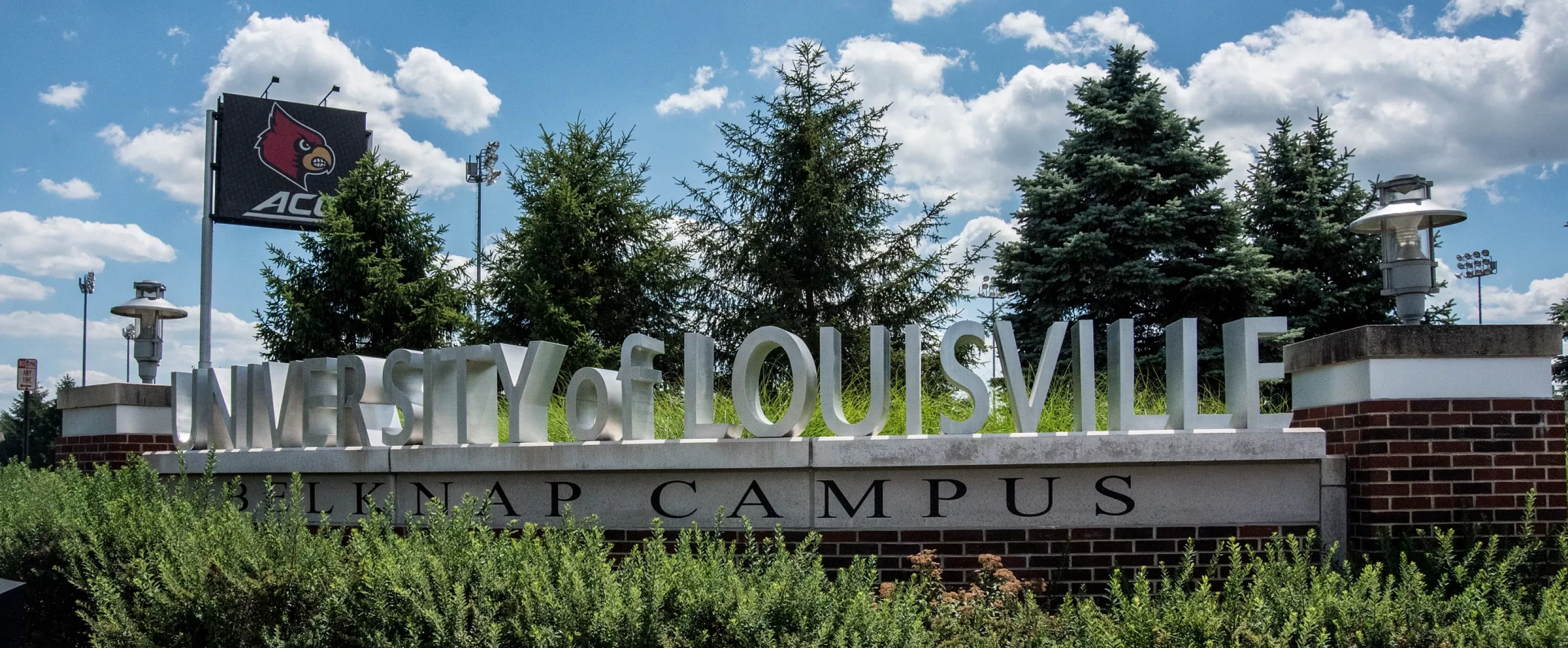Belknap Campus entrance on the corner of Arthur St. and Cardinal Blvd.