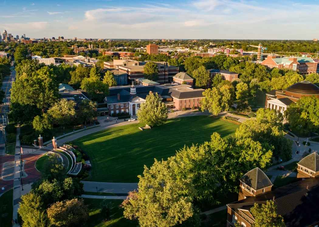 Aerial view of Grawemeyer Hall