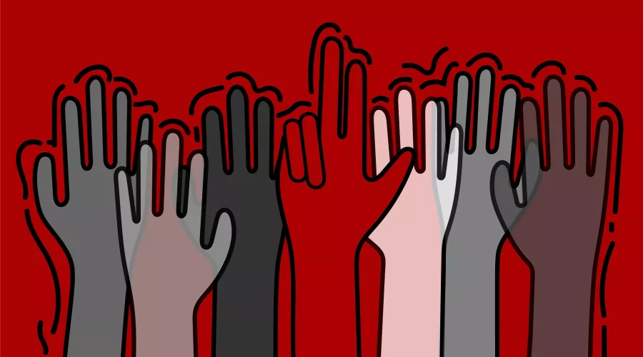 Illustration of hands showing the L-sign