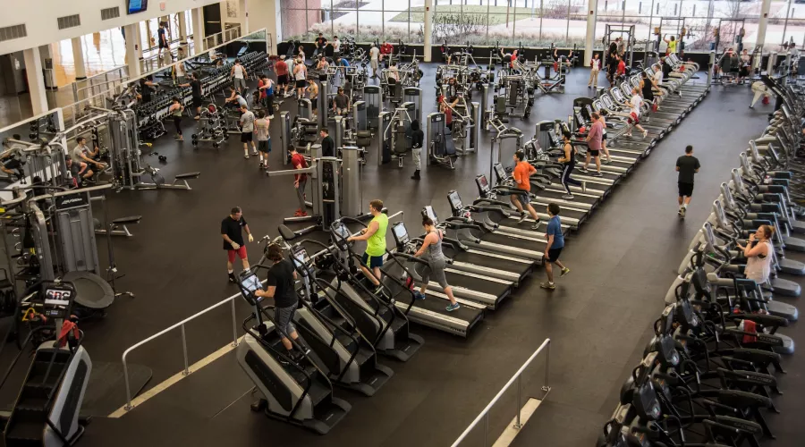 Overhead view of the first level of the Student Recreation Center