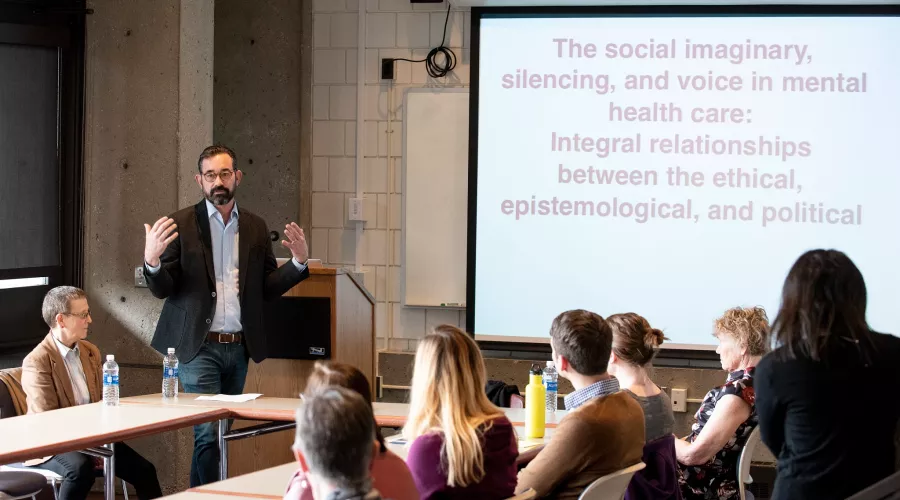 Professor gives a philosophy lecture